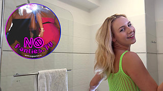 Raver girl comes from EDM Music Festival to change her slutty outfit by taking it off to flash hairy pussy and naked ass