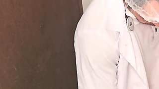 Doctor and Nurse Can't Resist and Have Sex in the Hospital Bathroom During Their Shift