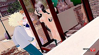 Car Toon In Boku No Hero Academia Hentai - Deku Fucks Tsuyu While Uraraka Watches Them And Bakugou Jerks Off Wat