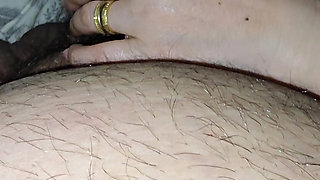 Step mom hand slip from step son leg on his big dick and handjob him for more fun