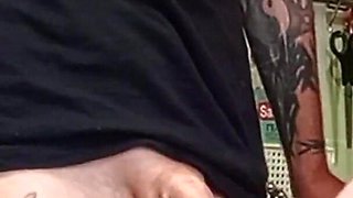 In the Kitchen, the Stepmom Sucks off a Dick, Jerks It off and Watches the Sperm