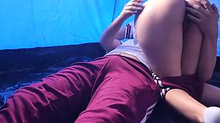 Amateur Teen Astrid Cute Fucks Hard in Tent by Lake - Big Ass Cowgirl & Doggy Style