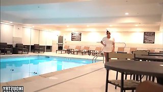 Busty Fat Ass Ebony MILF fucked by the Pool - Black on Black sex with Cumshot