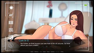 Stepmom stars in an erotic anime game with a naughty lingerie photoshoot