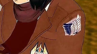 Shingeki No Kyojin Hentai - Mikasa Jerks off Eren, and Then He Fucks Her - Asian Japanese Manga Anime Hentai 3D Porn