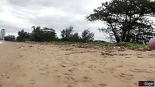 Babe Can I Cum On Your Tits? - Public Cock Flashing On The Beach