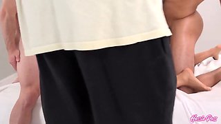 Ameena’s First Day Ends with Cum Flooding from James and Danny!