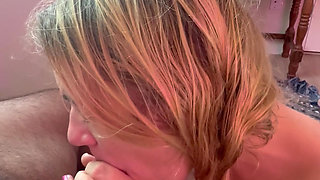 MILF gives superior blow job to hubby with monster cock