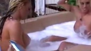 Two blonde lesbians in the bath