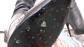 Smoking Mistress and Green Dessert From Boot Soles, POV Clip, Lady Victoria Valente (in German)