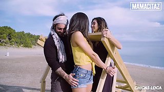 MAMACITAZ - FULL MOVIE - Kinky Girlfriend Frida Sante Surprises Her Bf With A Risky Beach Fuck With Her Best Friend