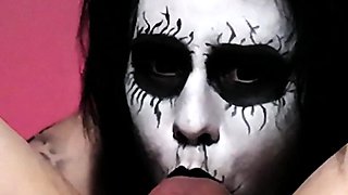Black Metal Goth Deepthroats so Good That She Gets Two Throatpies