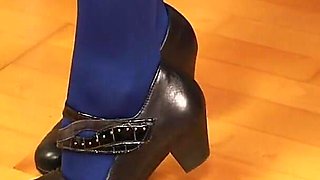 Blue Tights, Mary Jane Heels & Shoeplay Fetish Tease