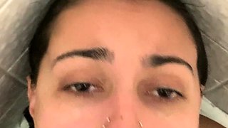 Beautiful Brunette Big Boobs Rides Fake Cock