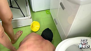 Mistress Pisses Into Slave's Mouth Through a Funnel