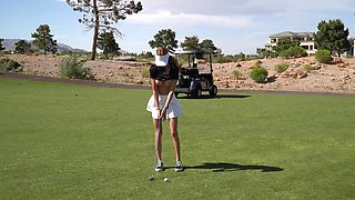 Golfing with Busty Blonde Slut - Public Outdoor sex