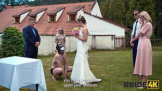 BRIDE4K. Blonde bride with natural tits enjoyed a good fuck on her kinky wedding