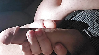 Step mom handjob step son dick while waching porn together