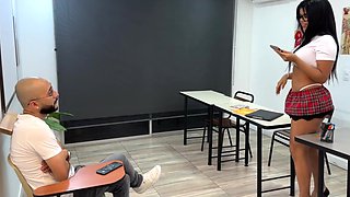 Thick latina teacher tests her gifted student in hardcore classroom sex