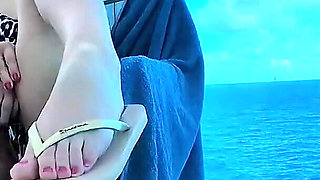 Risky Outdoor Squirt on the Deck of the Ship