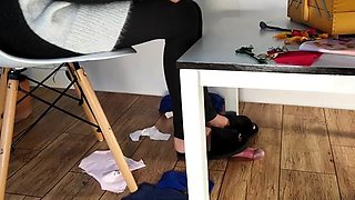 Unaware Crush – Black Fluffy Slippers, Cock Crush, While