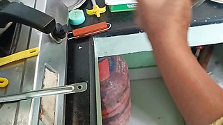 Kitchen romance while cooking tamil couples