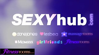 Lady Gang and Emily Bright's hot gym threesome with a big tit milf