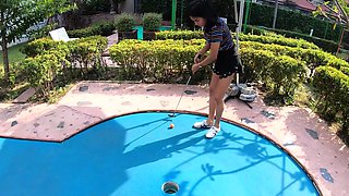Amateur Thai teen is really bad at minigolf but good at sex