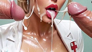 Nurse Woman Lara and Jared in Gloryhole Club, Big Tits, Gloryhole Bukkake, Big Dick Sucking Cock