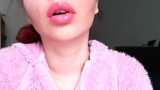 Glossy Pinky Lips Smoking Close-Up Smoking