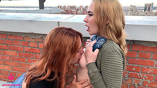 Public Lesbian Sex on the Roof