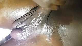 Bubble butt neighbour gets hard back shot inside shower