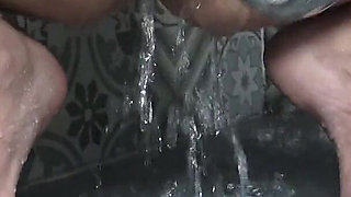 Blond Skinny Babe Small Tits Masturbate in Shower with Water Bomb