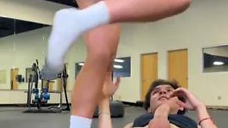 Big Tits Blonde Milf in Gym