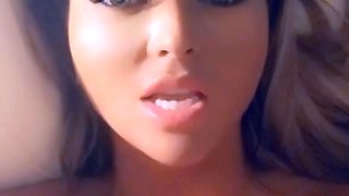 Glamour babe with big boobs masturbates in lingerie