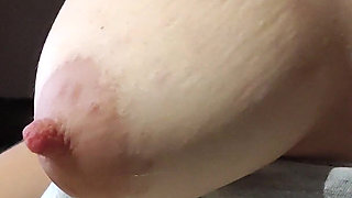 Sexy MILF with Milky Tits Made Petting and Masturbating My Cock Until Cumshot. Risky at My Friend's Garage
