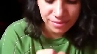 Faster! Blowjob and licking cum from hands in POV video
