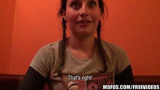 Pretty czech schoolgirl is picked up in a coffee store & paid to fuck