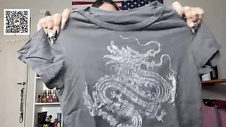 College big boob teen tries on tops