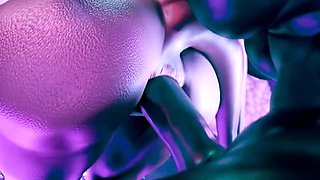 Frenetic sex session for 3D temptress with big hooters