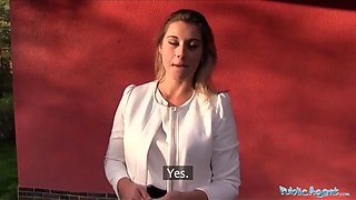 Public agent beautiful schoolteacher agnes milky hardcore in a car for extra cash