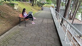 Public pickup stunner banged and cum on her glasses