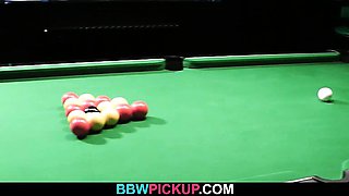 BBW in nylons takes it from behind on the pool table