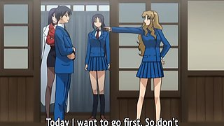Uncensored Hentai: Sexy Slim Busty Babes Compete For The Right To Try the Dick Of Their Classmate