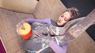 Alternative girl drilled in the ass by dick, toys, and machine