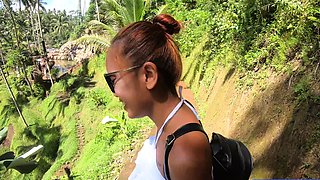 Big booty Thai girlfriend garden sex