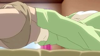 3D anime futa hentai with a busty redhead having an AI-generated squirting orgasm while tied up and vibrated.