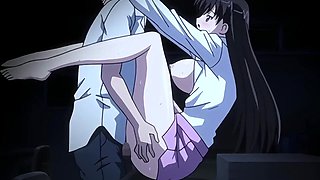 HENTAI: Hot big tiddy girl in schoolgirl uniform fucks with a schoolguy in principal's office