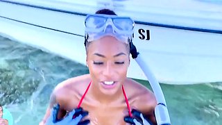 Sarai Minx - Ebony Getting Cumshot On Public Beach