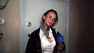 Redhead Tattooed Teacher Sucks Student's Dick